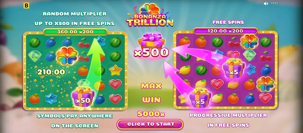 Bonanza Trillion BGaming nyerőgép játékmenet, max win 5000x szorzóval