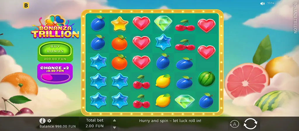Bonanza Trillion BGaming online nyerőgép játék gyümölcs szimbólumokkal