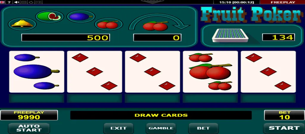 Fruit Poker online nyerőgép játékmenet az Amatic fejlesztésében