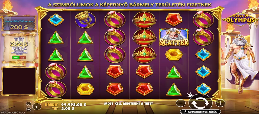 Gates of Olympus online nyerőgép játékmenet a Pragmatic Play fejlesztésében