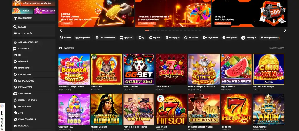 GGbet legális online kaszinó Magyarországon, nyerőgépek és kaszinó játékok