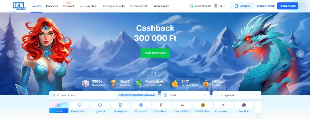 Ice Casino cashback bónusz akár 300 000 Ft értékben magyar játékosoknak