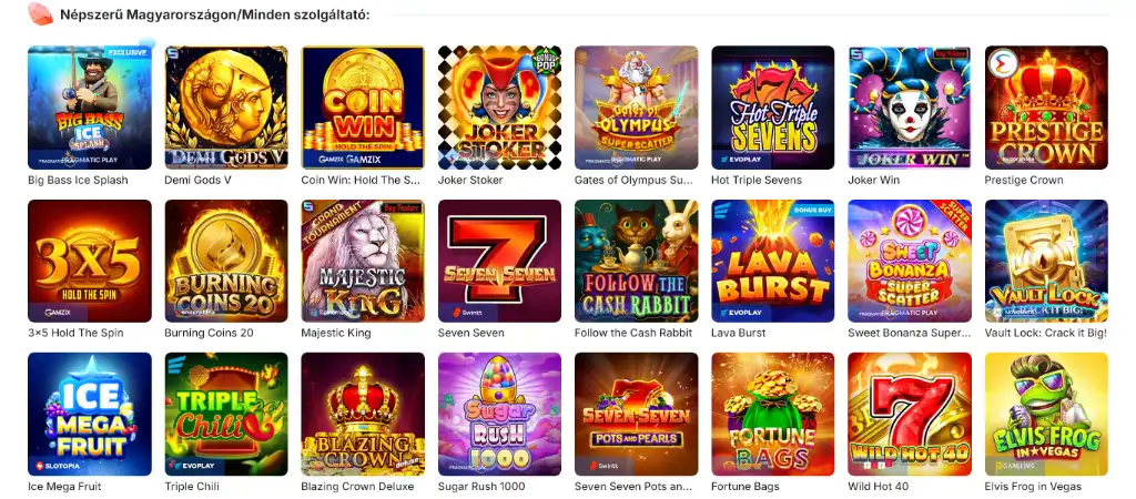 Ice Casino népszerű online nyerőgépek és slot játékok választéka magyar játékosok számára