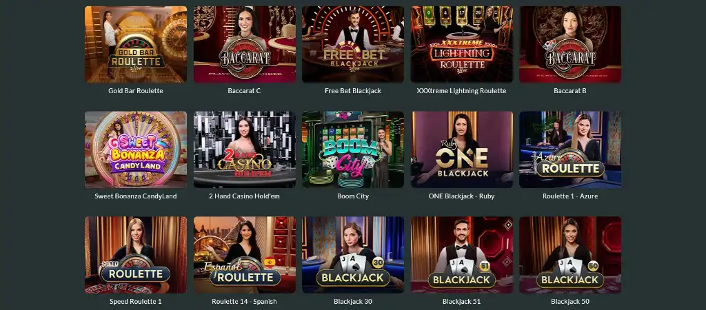 Lemon Casino élő kaszinó játékok, rulett, blackjack, baccarat és valós idejű asztali játékok