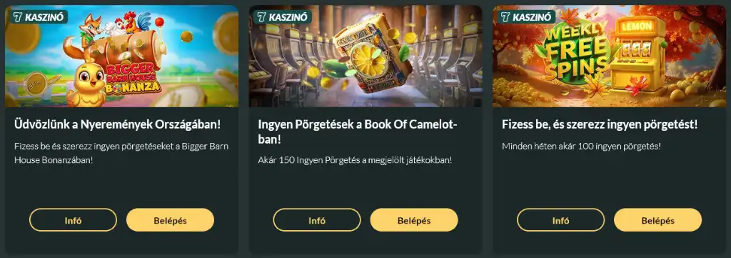 Lemon Casino bónusz lehetőségek, ingyen pörgetések, üdvözlő bónusz és heti promóciók