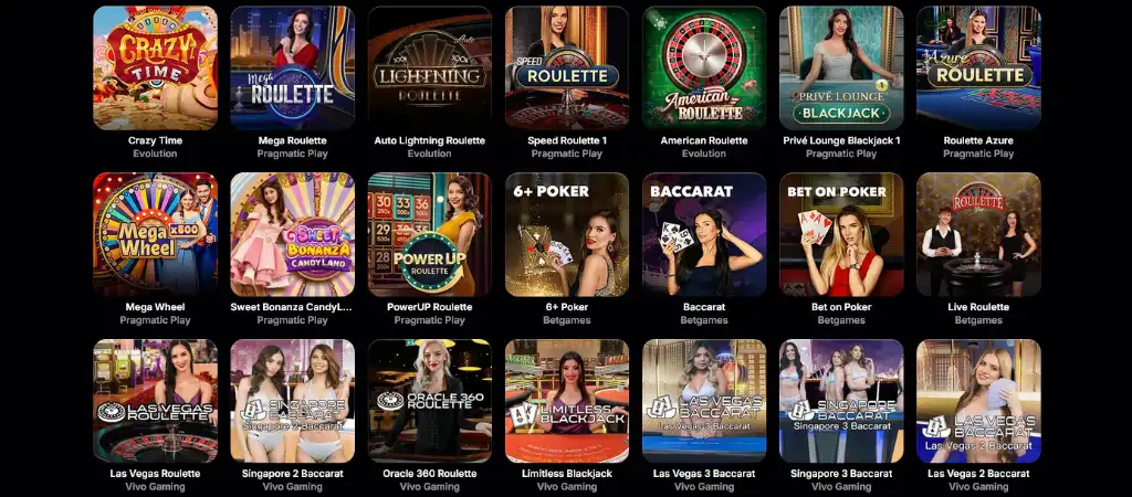 Élő osztós kaszinó játékok az NVCasino oldalán, rulett, blackjack, baccarat és póker