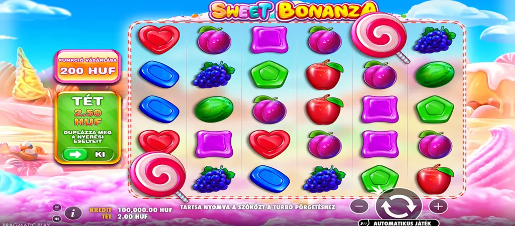 Sweet Bonanza online nyerőgép játékmenet Pragmatic Play fejlesztésében
