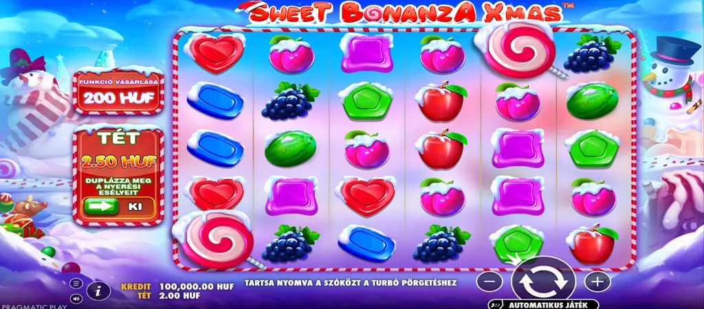 Sweet Bonanza Xmas online nyerőgép játékmenet a Pragmatic Play fejlesztésében