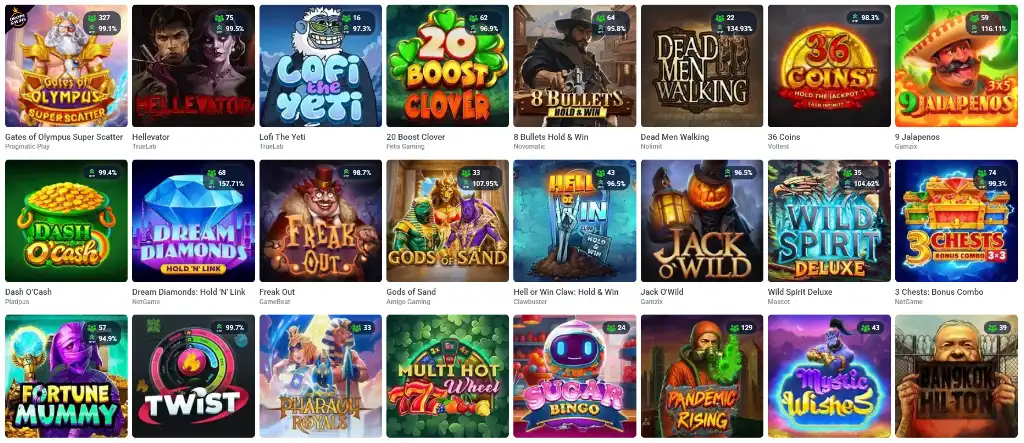 20Bet online casino nyerőgépek széles választéka különféle tematikákkal