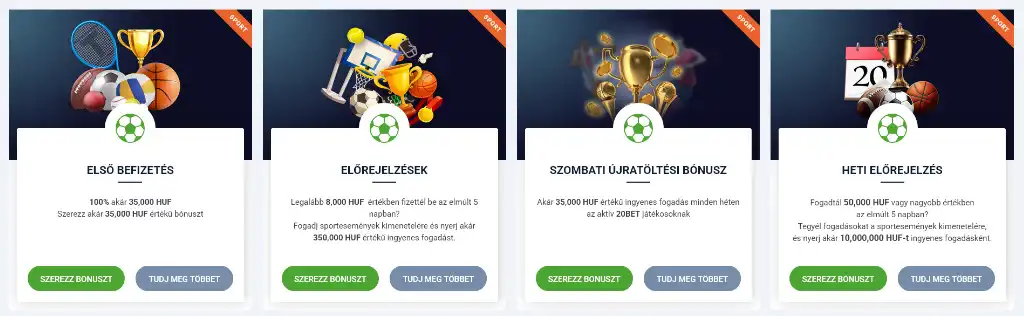 20Bet online casino sportfogadás bónuszok új és aktív játékosoknak