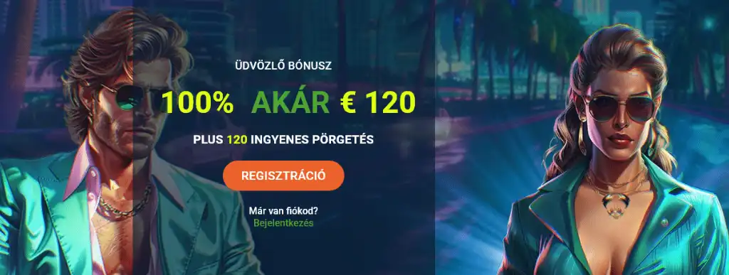 20Bet online casino üdvözlő bónusz magyar játékosoknak, regisztrációs ajánlattal akár 120 euróig és 120 ingyenes pörgetéssel
