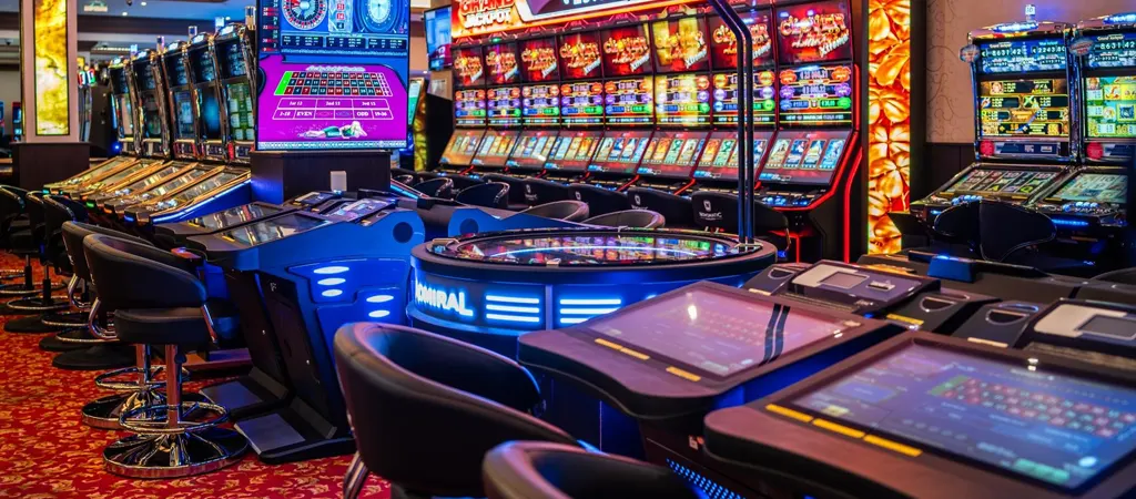 Casino Sopron belső tér, korszerű játékgépek, elektronikus rulett és hangulatos kaszinókörnyezet Sopron központjában