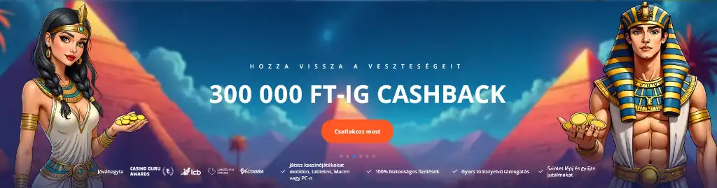 Vulkan Vegas cashback bónusz magyar játékosoknak, akár 300 000 Ft visszatérítés