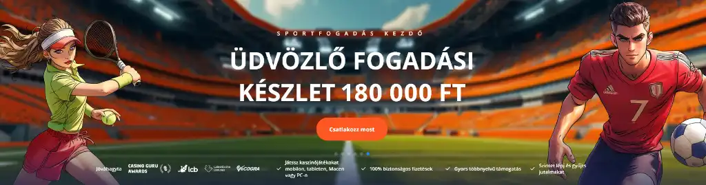 Vulkan Vegas sportfogadás üdvözlő bónusz magyar játékosoknak, 180 000 Ft kezdő csomag